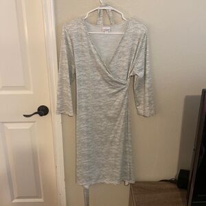 Lularoe - Michelle Wrap Dress - white/heathered gray - size Med (10-14)